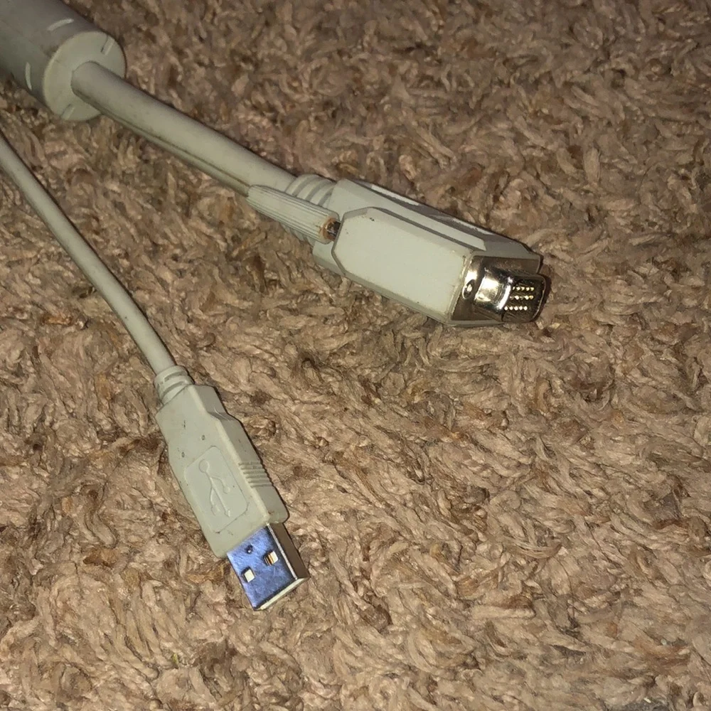 12’L heavy duty computer monitor cord with USB cord to old micro usb attached